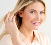 Artisan Crafted SS & 18K Chalcedony Cushion Ring, Size 6